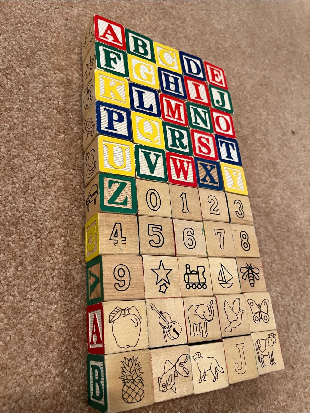 50 Wooden ABC & Number Block Set - Multicolor